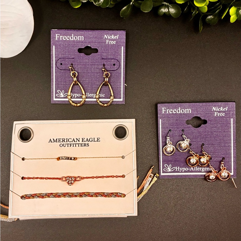 American Eagle Outfitters Mixed Metal Earring Trio